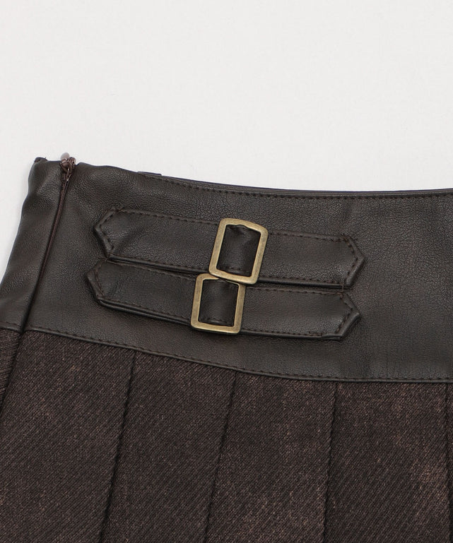 チェーン付きファーベルトプリーツミニスカパン