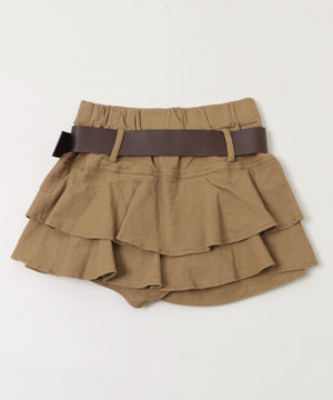 ベルト付きティアードミニスカパン