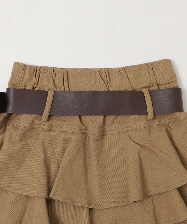 ベルト付きティアードミニスカパン