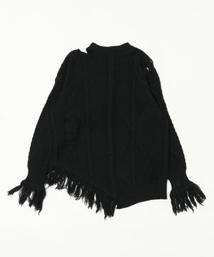 ダメージバタフライフリンジニット