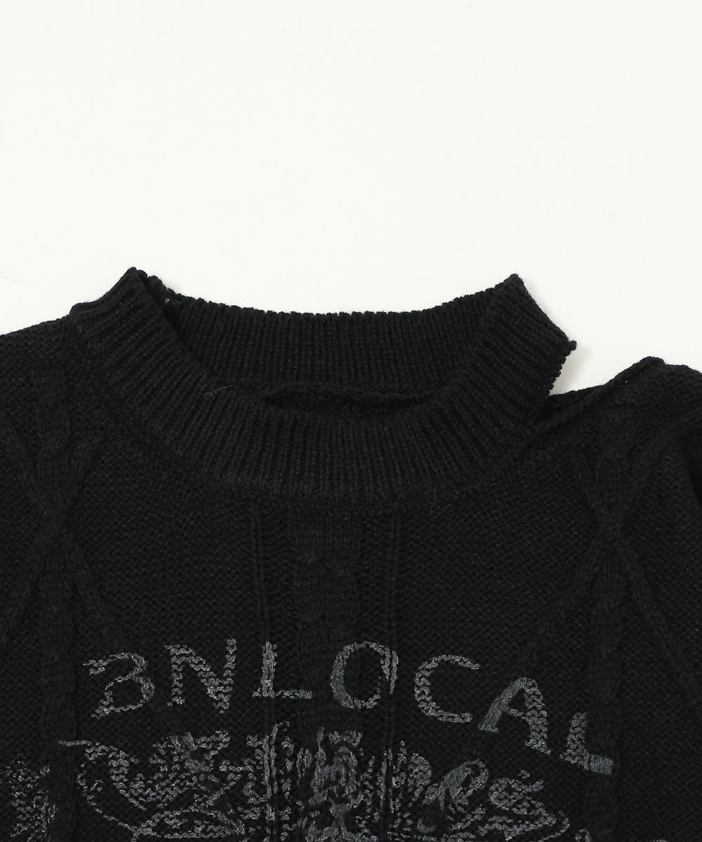 ダメージバタフライフリンジニット