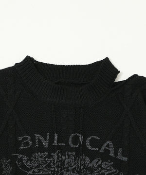 ダメージバタフライフリンジニット