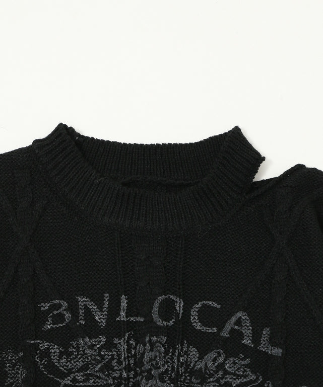 ダメージバタフライフリンジニット