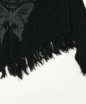 ダメージバタフライフリンジニット