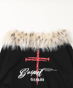 ファーオフショルダークロスプルオーバー