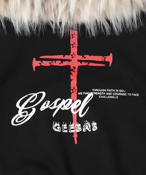 ファーオフショルダークロスプルオーバー