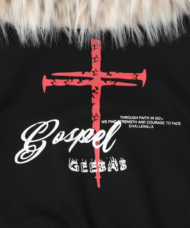 ファーオフショルダークロスプルオーバー