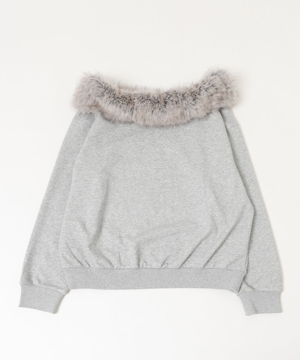 ファーオフショルダースターロゴプルオーバー