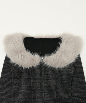 ファーデザインジップニット