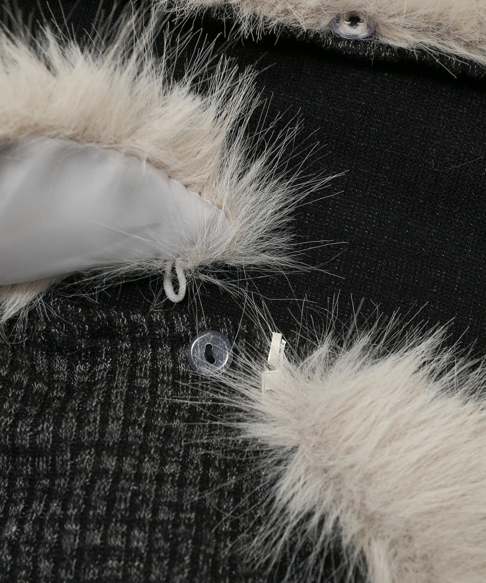 ファーデザインジップニット