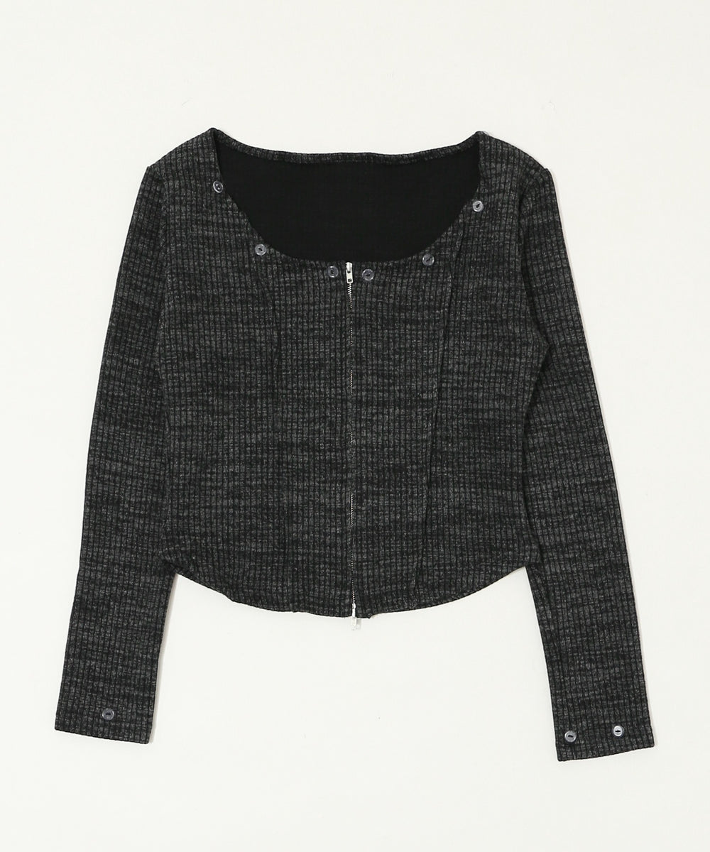 ファーデザインジップニット