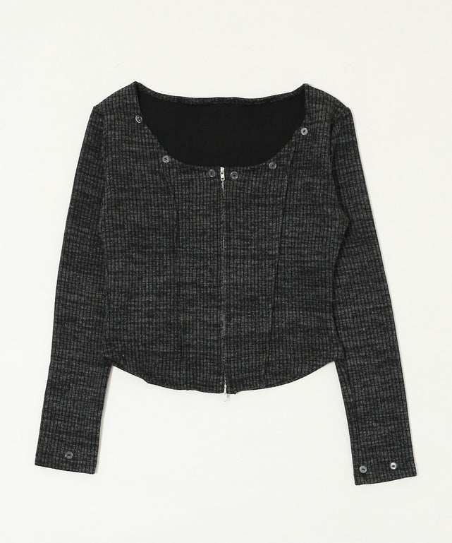 ファーデザインジップニット