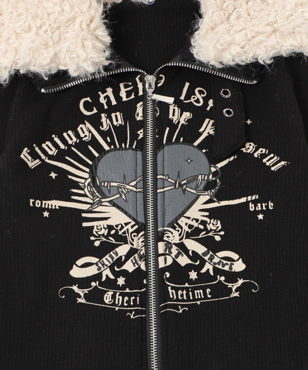 ファーグラフィックWジップニット