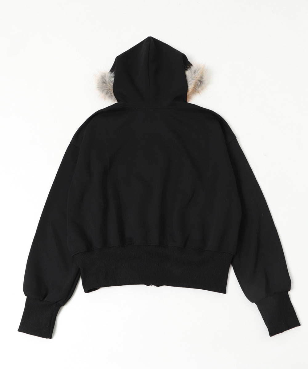 ラインストーンロゴファ－ジップーパーカー