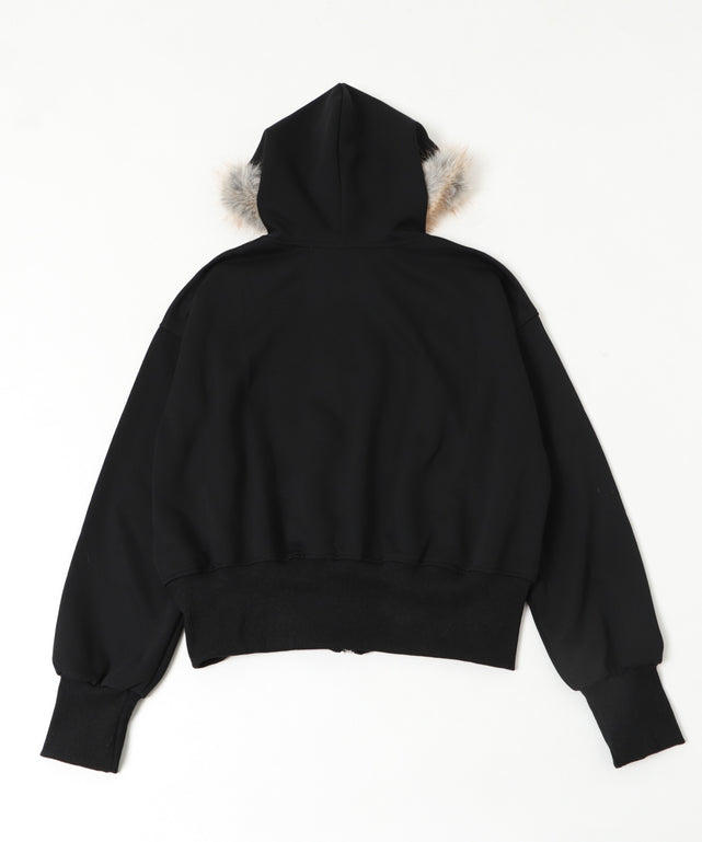 ラインストーンロゴファ－ジップーパーカー