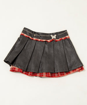 チェックドッキングプリーツスカパン