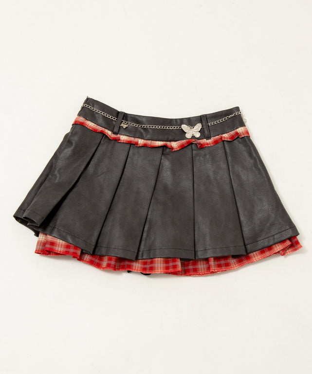 チェックドッキングプリーツスカパン