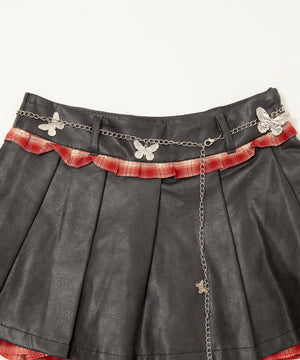 チェックドッキングプリーツスカパン