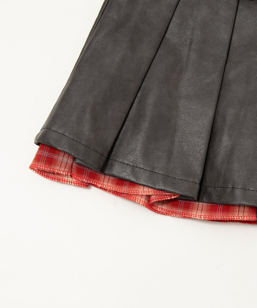 チェックドッキングプリーツスカパン