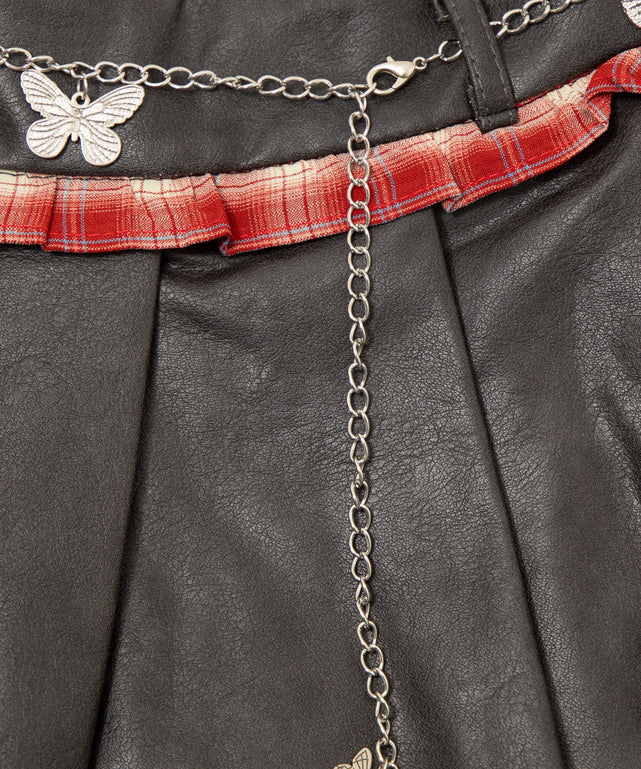 チェックドッキングプリーツスカパン