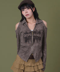 ショルダーデザインジップトップ