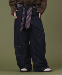 タイ付きフラップポケットデニム