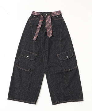 タイ付きフラップポケットデニム