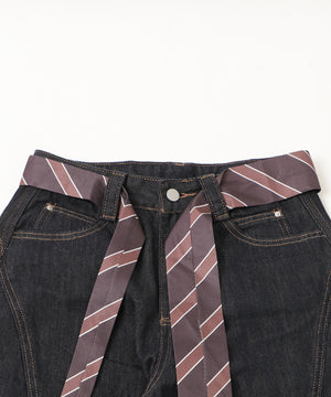 タイ付きフラップポケットデニム