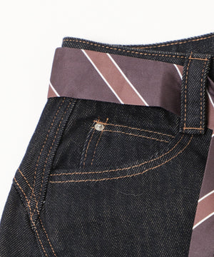 タイ付きフラップポケットデニム