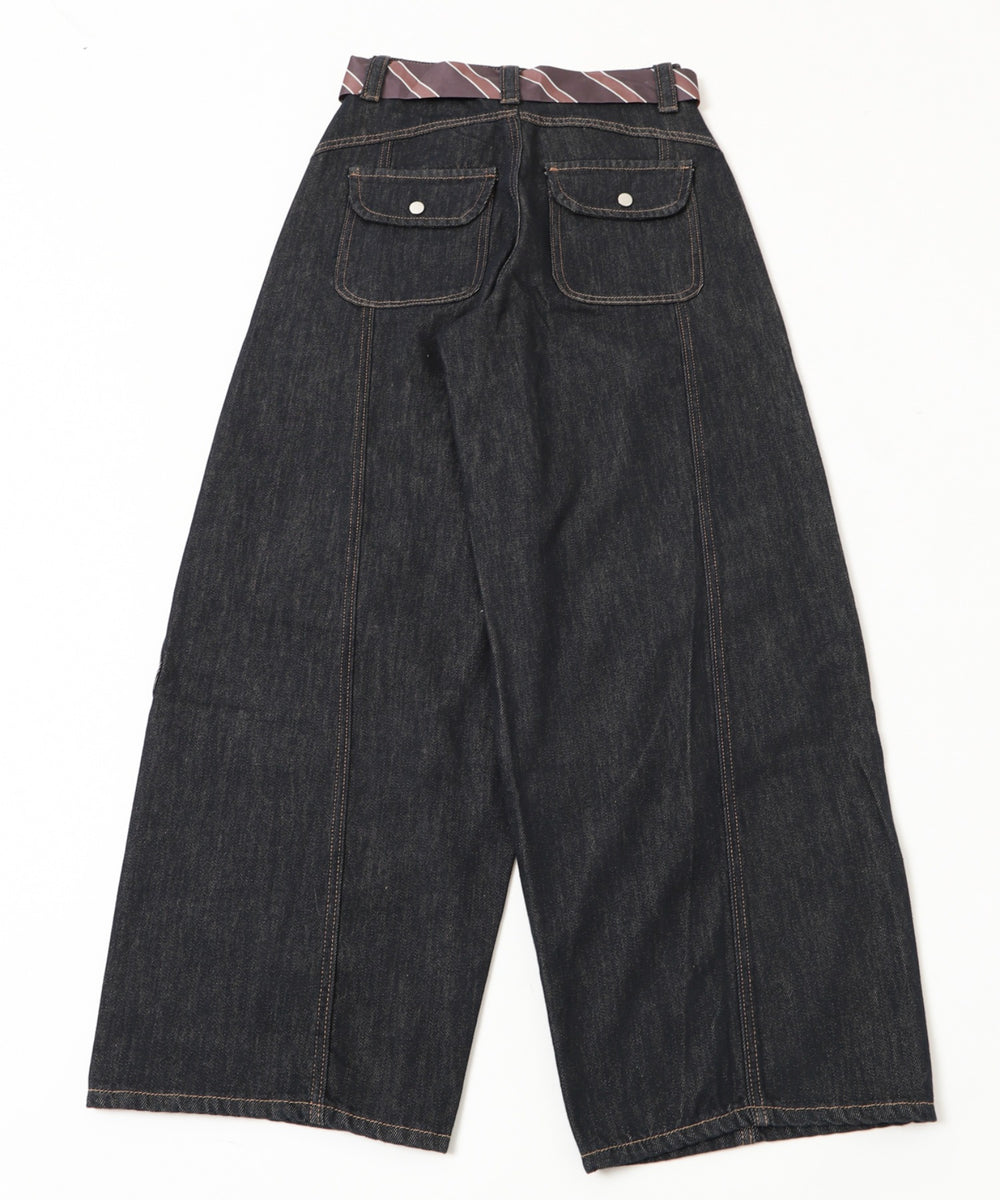 タイ付きフラップポケットデニム