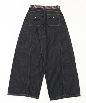 タイ付きフラップポケットデニム