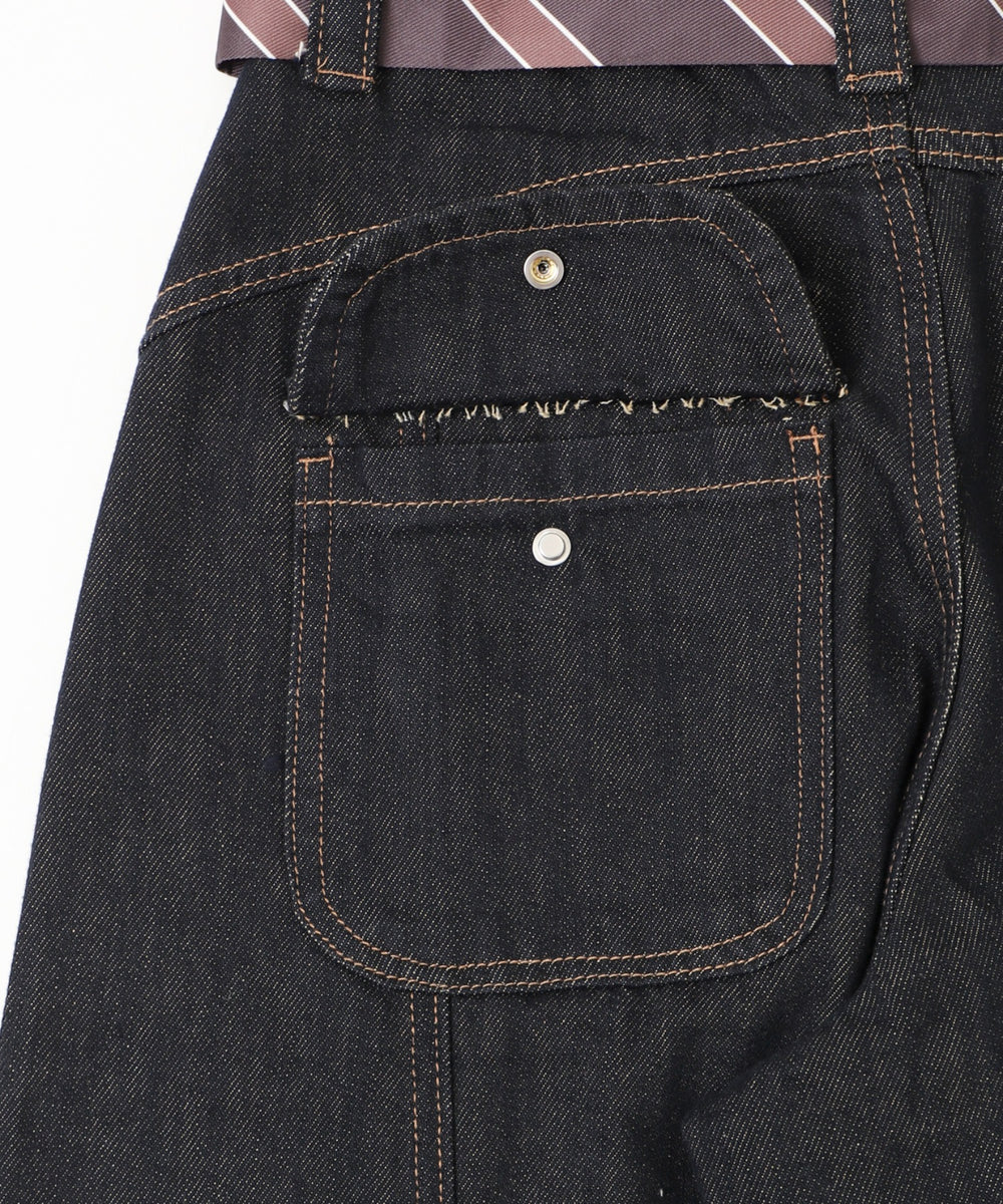 タイ付きフラップポケットデニム