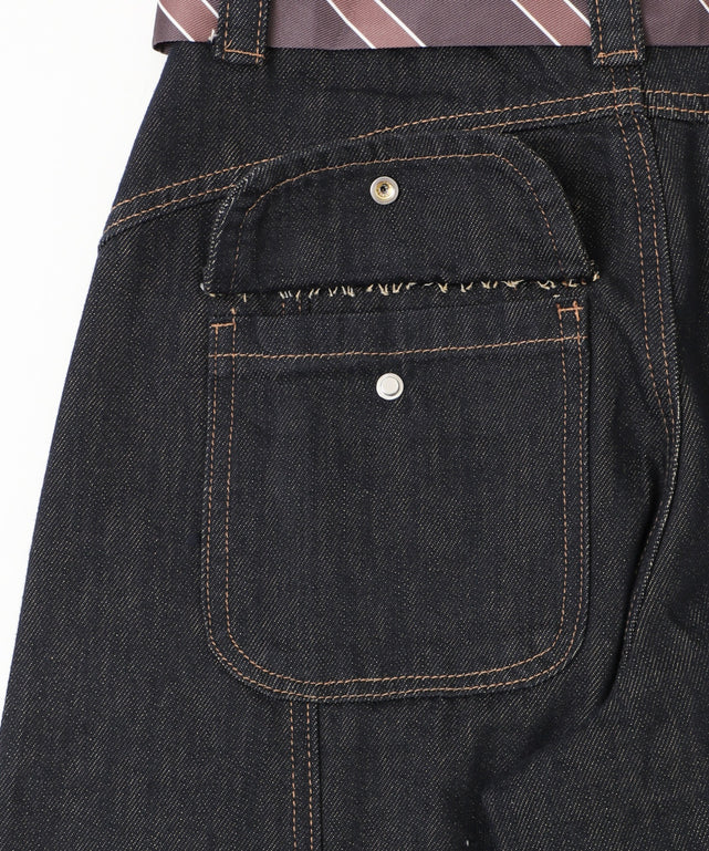 タイ付きフラップポケットデニム