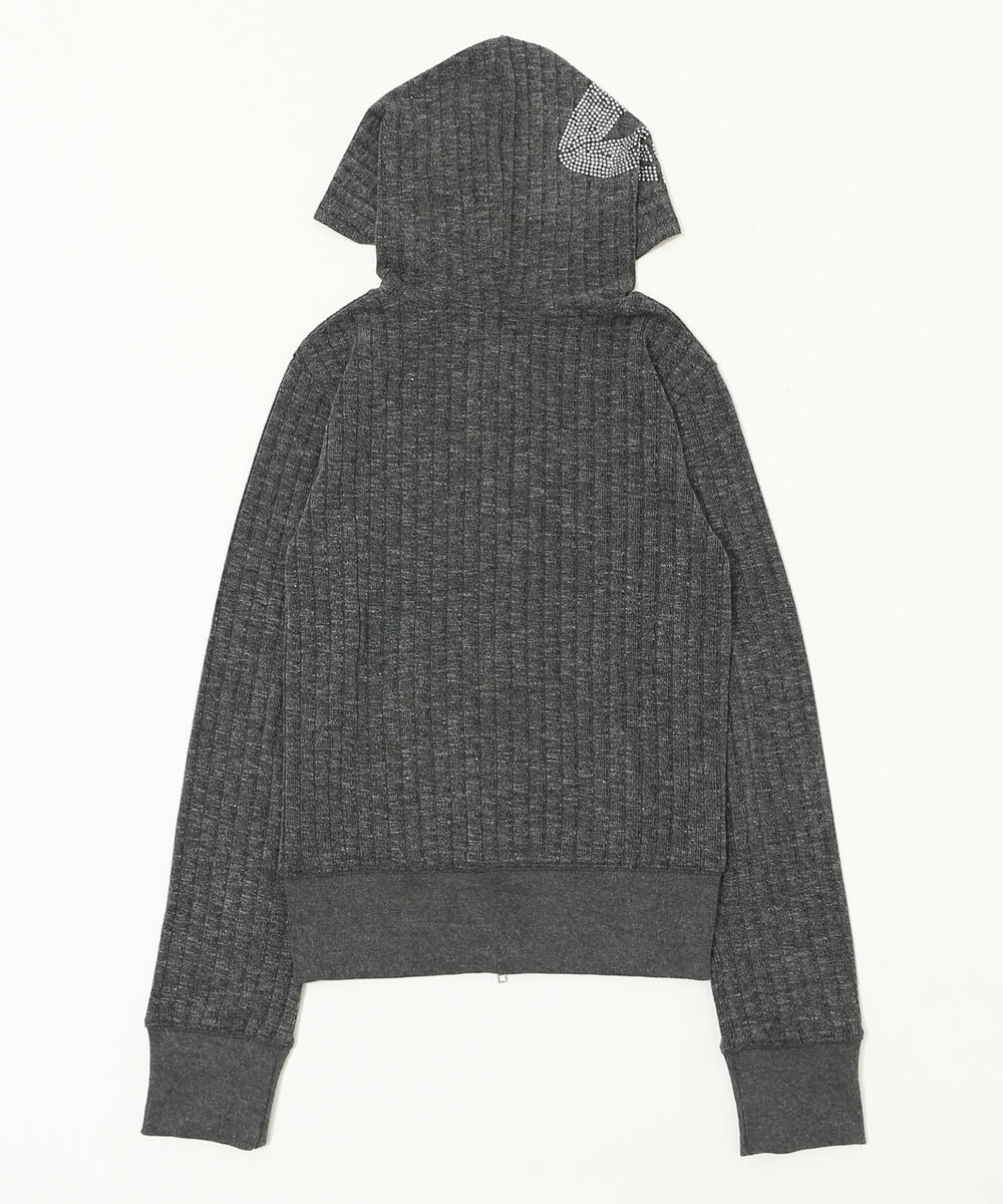 フードラインストーンジップパーカー