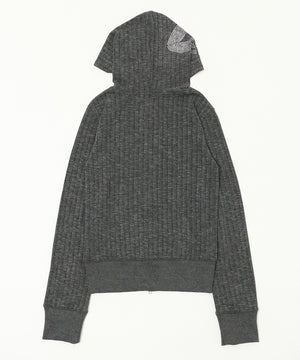 フードラインストーンジップパーカー