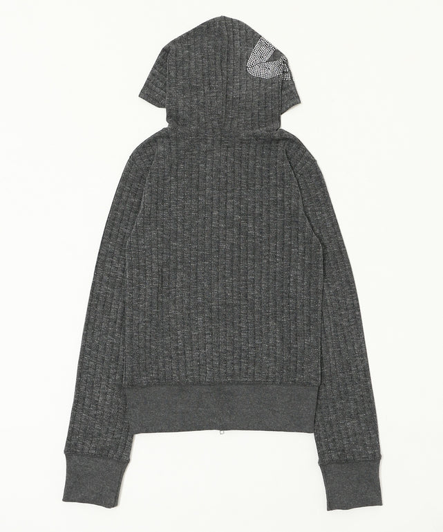 フードラインストーンジップパーカー