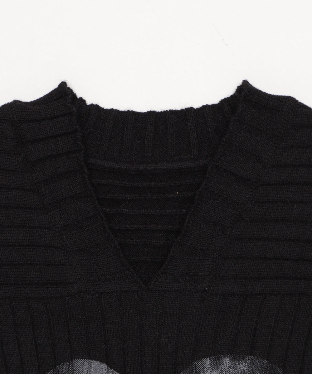 Vネックナンバービッグニット