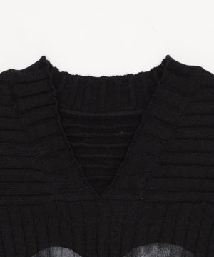 Vネックナンバービッグニット