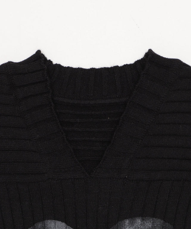 Vネックナンバービッグニット