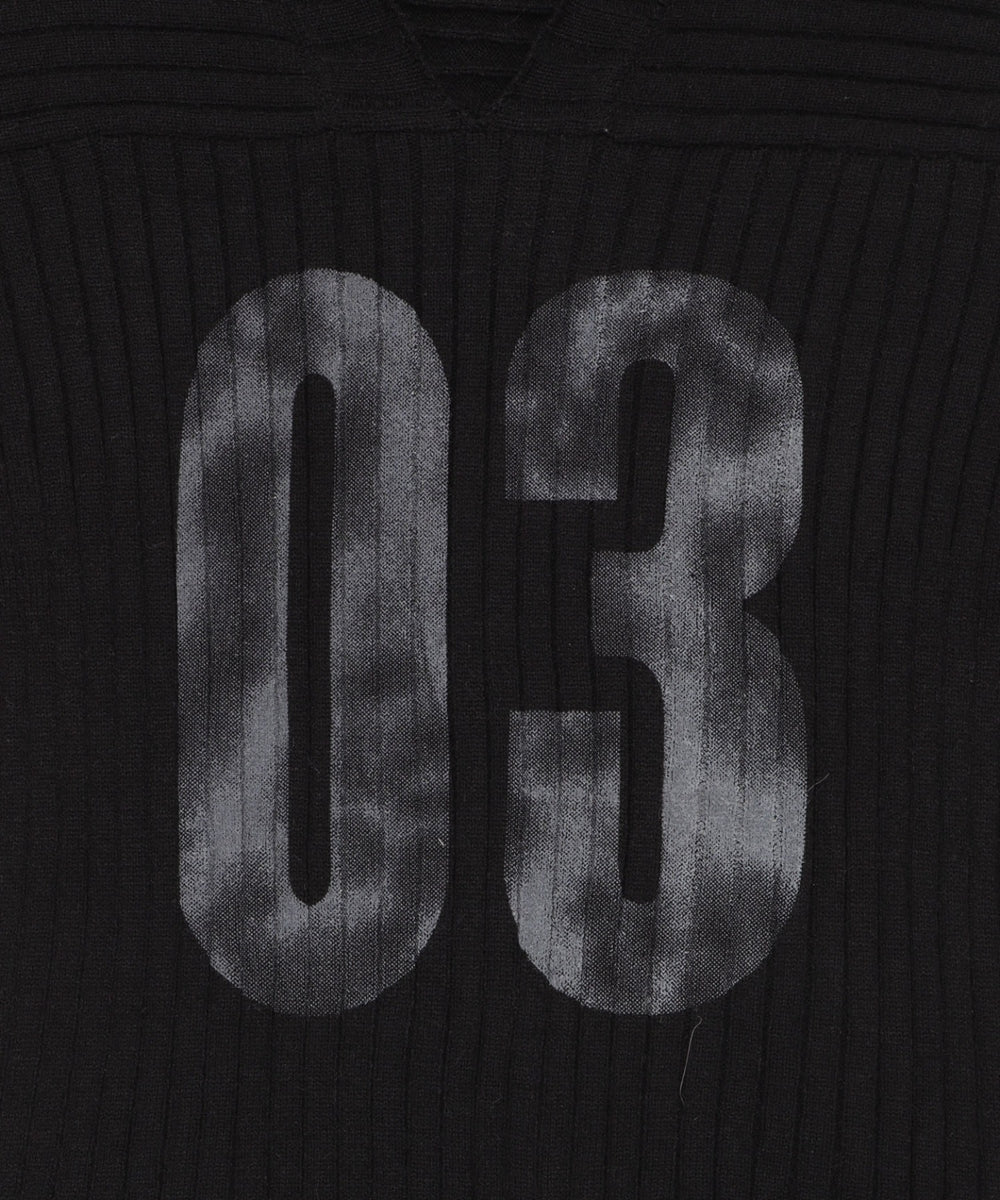 Vネックナンバービッグニット