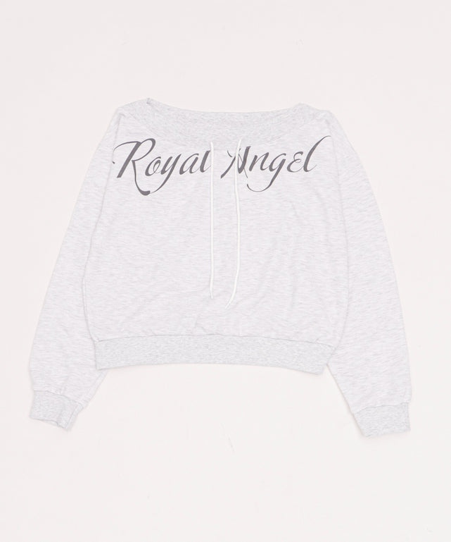 オフショルロゴルーズトップ/杢グレー