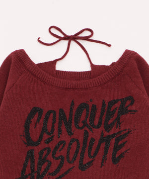 オフショルロゴスリットニットトップ