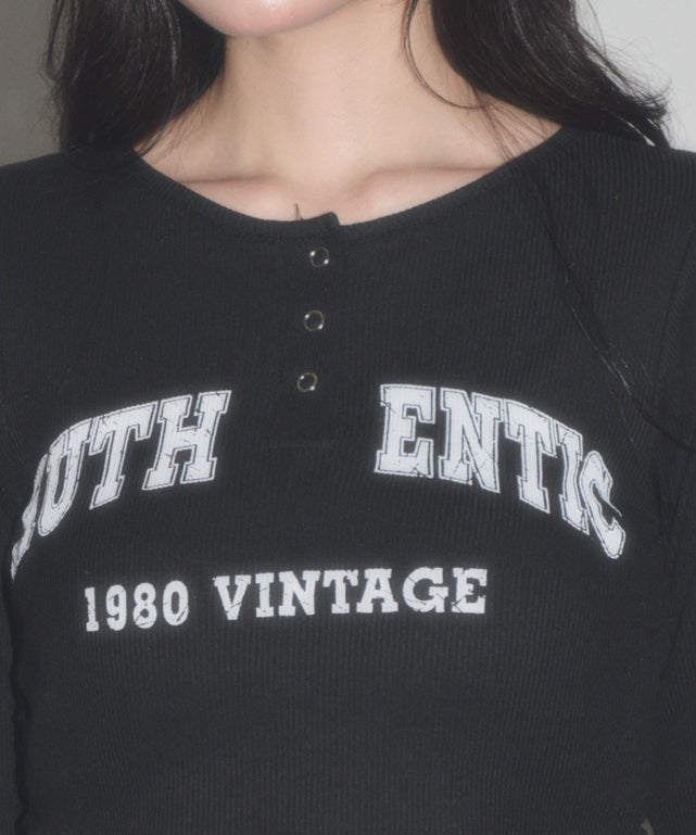 ヘンリーサイドドロストLS Tシャツ