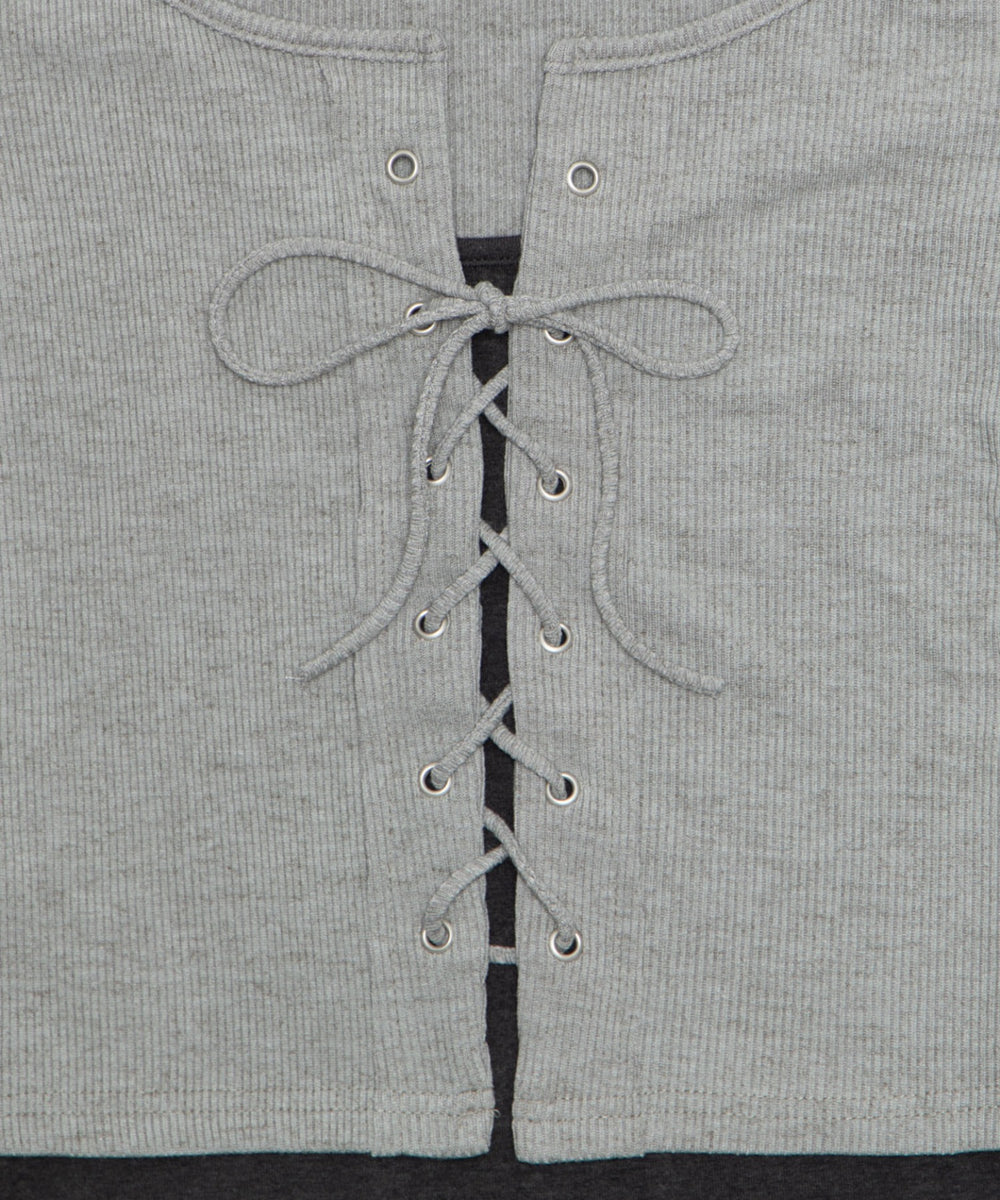 キャミレイヤードレースアップT