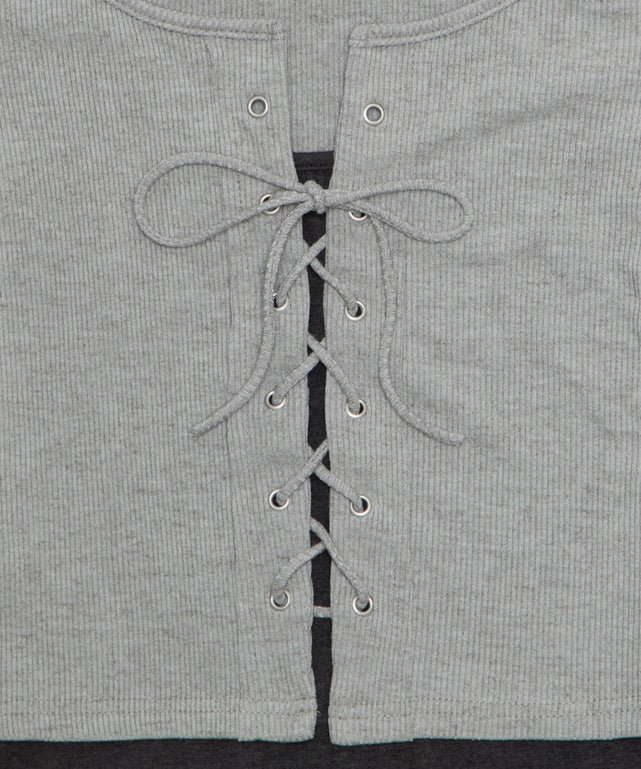 キャミレイヤードレースアップT