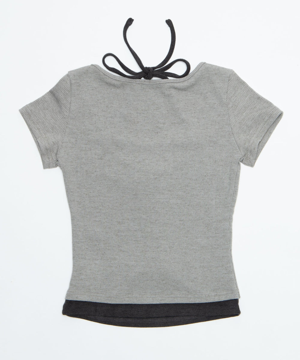 キャミレイヤードレースアップT