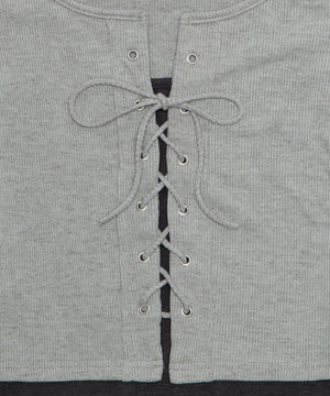 キャミレイヤードレースアップT