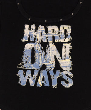 スタッズネックロゴクロップドT