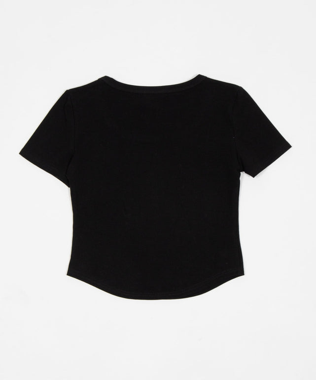 スタッズネックロゴクロップドT