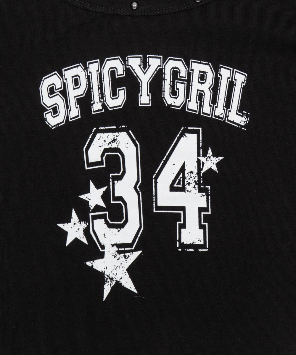 スタッズネックナンバーロゴT